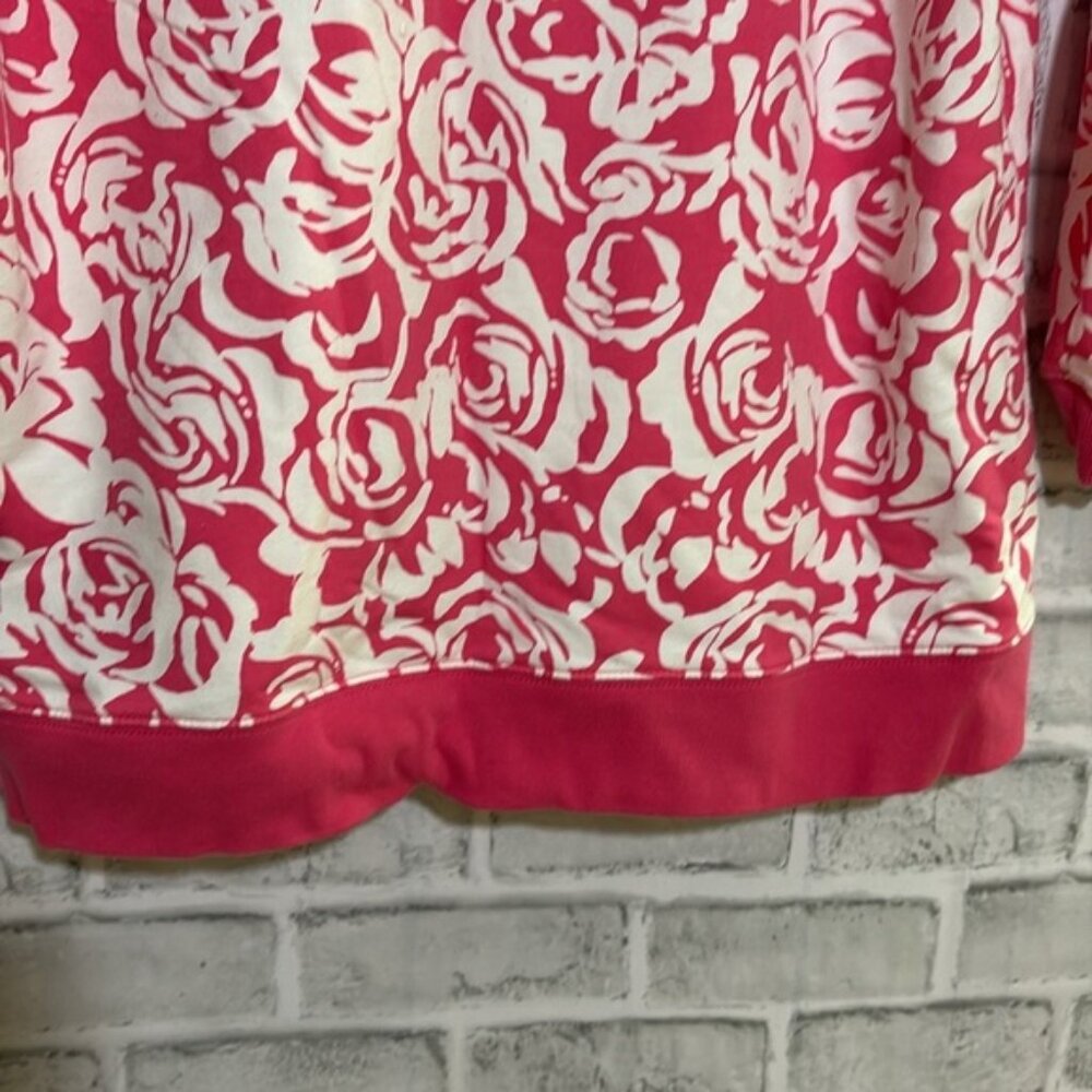 Tommy Hilfiger Womens XL Pink 34 Sleeve HoodieSweat ShirtTop wpocket floral - Picture 6 of 8